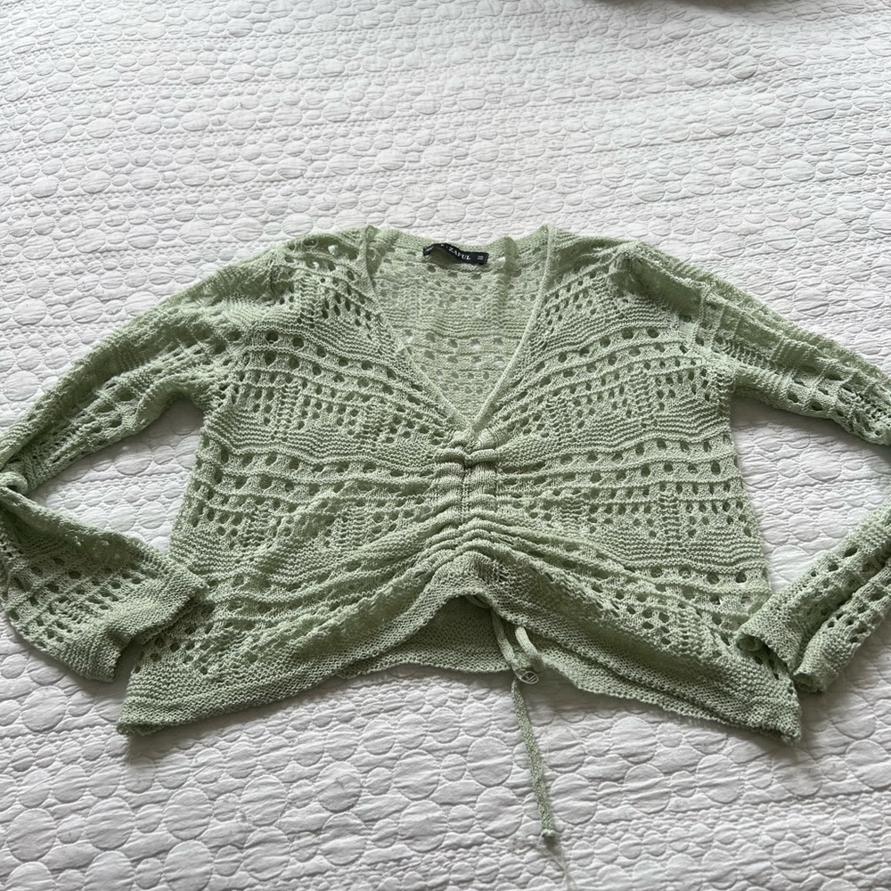 green crochet crop top
